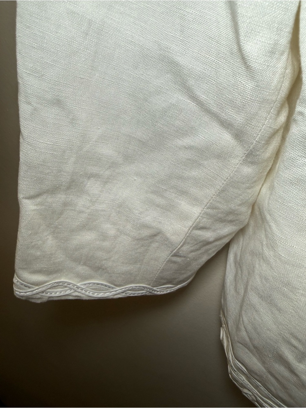 Dressbarn Woman White Embroidered Mandarin Style Linen Blend Open Blazer Sz 20W - Picture 5 of 12